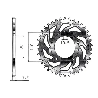 SUNSTAR ZĘBATKA TYLNA 4350 44 (JTR1332.44) (ŁAŃC. 525) (435044JT) (SUN1-4329-44) (SUNSTAR ZĘBATK