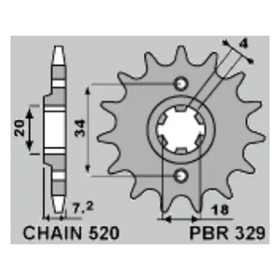 Řetězové kolo přední PBR 329 14 18NC (JTF25914) (PBR řetězové kolo přední 329 14 18NC AJP PR3 20