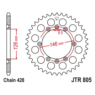 JT Sprockets rozeta JTR805.50 (08-10, 80550JT) (Zadní ozubené kolo JT Sprockets JTR805.50)