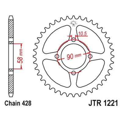 JT Sprockets rozeta JTR1221.45 (GLR125, 466945JT) (Zadní ozubené kolo JT Sprockets JTR1221.45)