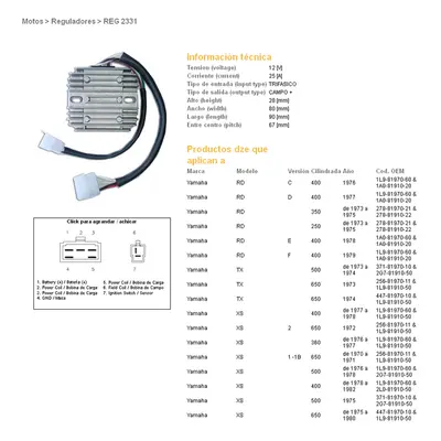 DZE regulátor napětí YAMAHA TX 650 73-74; XS 360 76-77; XS 400 78-82; XS 650 70-72 (447-81970-10