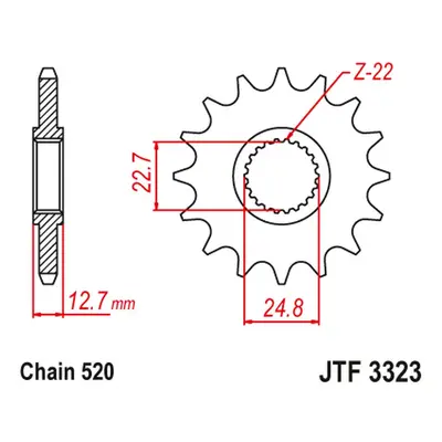 Ozubené kolo přední JT SPROCKETS JTF3323.22 (JT ozubené kolo přední)