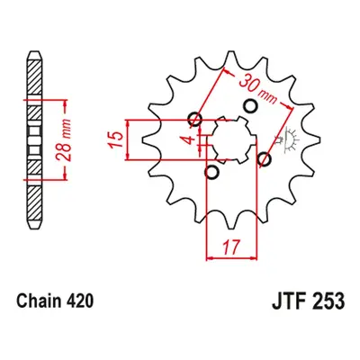 Řetězové kolo přední JT SPROCKETS JTF253.16 (25516JT) (JT řetězové kolo přední 255 16 (25516JT))