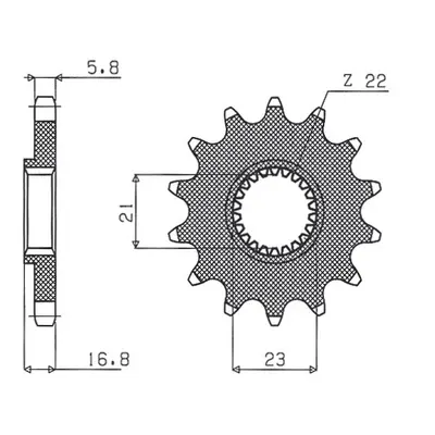 Řetězové kolo přední SUNSTAR SUN37016 (JTF582.16, 44316JT) (SUNSTAR řetězové kolo přední 443 16 