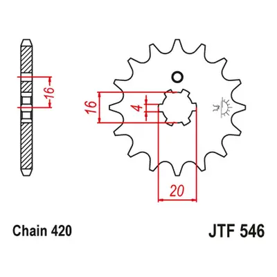 Ozubené kolo přední JT SPROCKETS JTF546.16 (56016JT, +2) (JT ozubené kolo přední 560 16 (56016JT