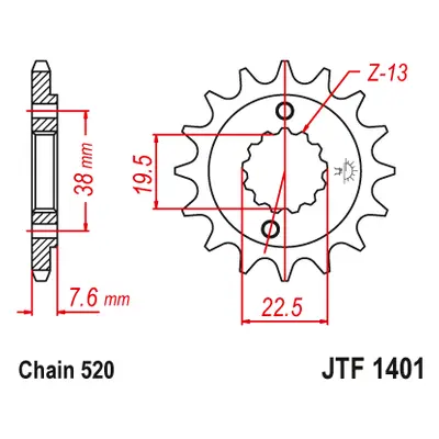 JT řetězové kolo přední 2116 14 SUZUKI LTR 450 06-12, LTZ 400 03-13, RMX 450 10-13 (211614JT) (ř