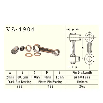 Ojniční sada VESRAH VA-4904 (VESRAH ojniční sada KAWASAKI JS 550 (550 SX) 91-96 (C1,C2,C3,C4,C5)