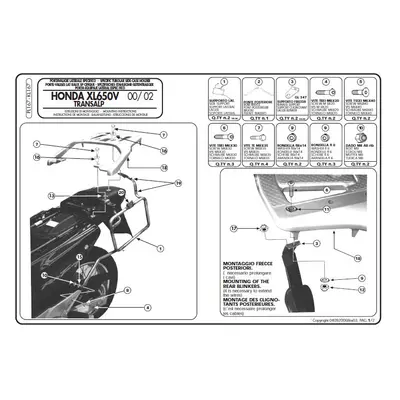 Boční nosič kufru KAPPA KL167 (KAPPA boční nosič kufru MONOKEY HONDA XL 650V TRANSALP (00-07) - 