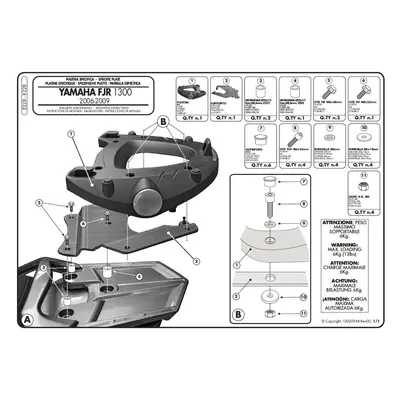 Zadní nosič kufru KAPPA K228 (KAPPA zadní nosič kufru YAMAHA FJR 1300 (06-15) ( s plotnou MONOKE