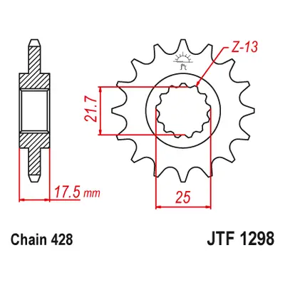 JT Sprockets ozubené kolo JTF1298.17 (204817JT) (Přední ozubené kolo JT Sprockets JTF1298.17)