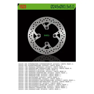 Brzdový kotouč NG Brakes NG1523 (NG brzdový kotouč zadní DUCATI MULTISTRADA 1200 10-16, MONSTER 