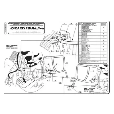 Padací rám KAPPA KN23 (KAPPA padací rám HONDA XRV 750 AFRICA TWIN (TN362) černá)