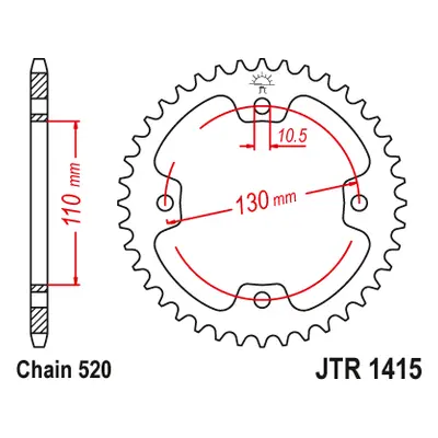 JT Sprockets rozeta JTR1415.38 (ATV, 430338JT) (Zadní ozubené kolo JT Sprockets JTR1415.38)