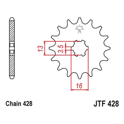 Ozubené kolo přední JT SPROCKETS JTF428.16 (42816JT) (JT ozubené kolo přední 16 (16JT))