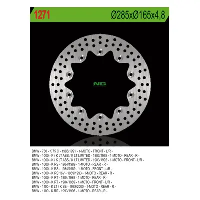 Brzdový kotouč NG Brakes NG1271 (NG brzdový kotouč PRZÓD BMW K 75C/RT/S 94-96, přední/zadní K 10