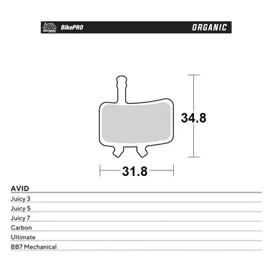 Brzdové destičky organické vhodné pro MOTO-MASTER 730541 (MOTO-MASTER BIKE PRO brzdové destičky 