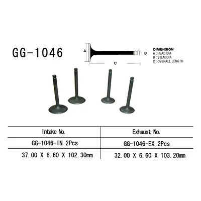 Sací ventil VESRAH GG-1046-IN (VESRAH sací ventil HONDA XR 650R 00-07, TRX 700XX 08-09 (2 na voz