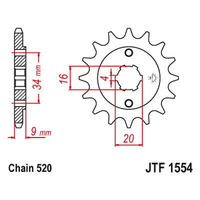 JT Sprockets ozubené kolo JTF1554.14 (206214JT) (Přední ozubené kolo JT Sprockets JTF1554.14)