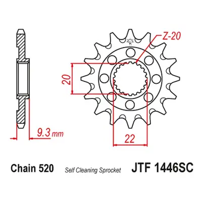 Řetězové kolo přední JT SPROCKETS JTF1446.14SC (214614JT) (JT řetězové kolo přední 2146 14 samoč