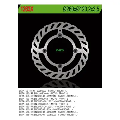 Brzdový kotouč NG Brakes NG1263X (NG brzdový kotouč přední BETA 50/350/400/450/498/500 RR ENDURO