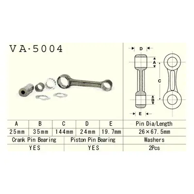 Ojniční sada VESRAH VA-5004 (VESRAH ojniční sada HONDA CR 500 87-01 (VA5004) vyrobeno v Japonsku