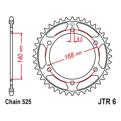 Rozeta JT SPROCKETS JTR6.42ZBK (455042JT) (JT rozeta 4550 42 (otvory pro šrouby 8,5mm) (455042JT