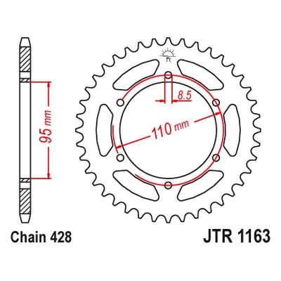 JT Sprockets rozeta JTR1163.45 (48645JT) (Zadní ozubené kolo JT Sprockets JTR1163.45)