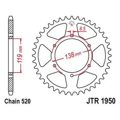 JT Sprockets rozeta JTR1950.48 (21348JT) (Zadní ozubené kolo JT Sprockets JTR1950.48)