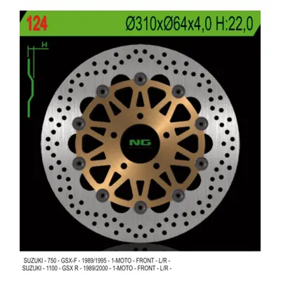 Brzdový kotouč NG Brakes NG124 (NG brzdový kotouč přední SUZUKI GSXR 1100 89-00, GSXR 750 89-95 