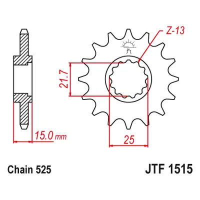 JT Sprockets ozubené kolo JTF1515.15 (ZX6R, 208215JT) (Přední ozubené kolo JT Sprockets JTF1515.