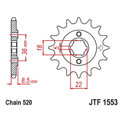 Ozubené kolo přední JT SPROCKETS JTF1553.15 (JAPAN, 205215JT) (JT ozubené kolo přední 2052 15 (J