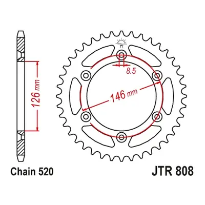 Rozeta JT SPROCKETS JTR808.47SC (80847JTSC) (JT rozeta 808 47 samočistící (80847JTSC) -nahrazuje