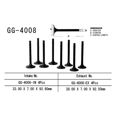 Sací ventil VESRAH GG-4008-IN (VESRAH sací ventil KAWASAKI KZ 650C/E/B/D 77-80 (33,0 X 7,0 X 92,