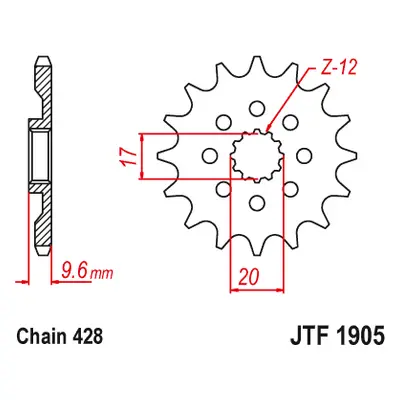 JT Sprockets ozubené kolo JTF1905.13 (Přední ozubené kolo JT Sprockets JTF1905.13)