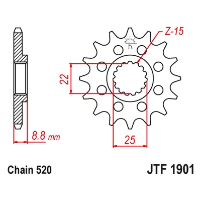 Řetězové kolo přední s gumou JT SPROCKETS JTF1901.13RB (124813RB) (JT řetězové kolo přední s gum