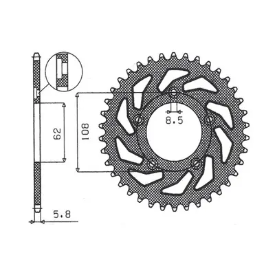 SUNSTAR ZĘBATKA TYLNA 714 43 (JTR701.43)* (ŁAŃC. 520) (71443JT) (SUN1-3100-43) (SUNSTAR ZĘBATKA 