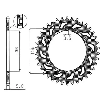 Rozeta SUNSTAR SUN1-3631-41 (08-09, 90-03, 91-96, JTR822.41, 70241JT) (SUNSTAR rozeta 702 41 (08