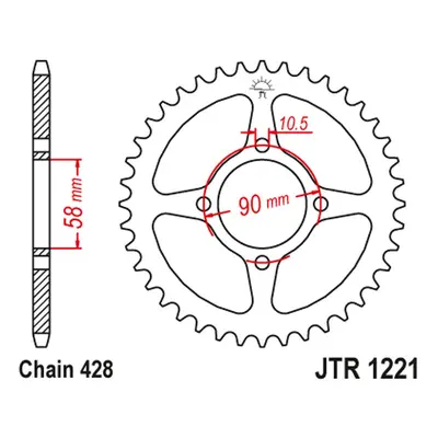 Rozeta JT SPROCKETS JTR1221.42 (-2, 446942JT) (JT rozeta 4669 42 (-2) (446942JT) otvory pro šrou