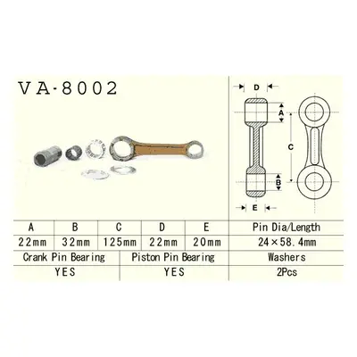 Ojniční sada VESRAH VA-8002 (VESRAH ojniční sada KAWASAKI KX 250 (KX250) 78-08, KDX 250 (KDX250)