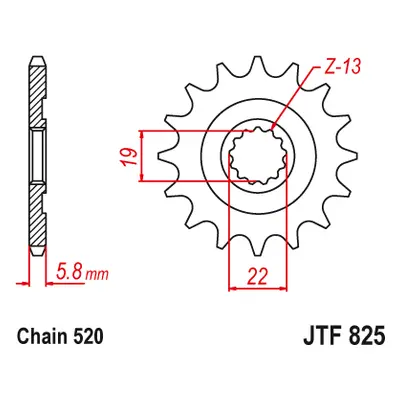 JT Sprockets ozubené kolo JTF825.13 (82513JT) (Přední ozubené kolo JT Sprockets JTF825.13)