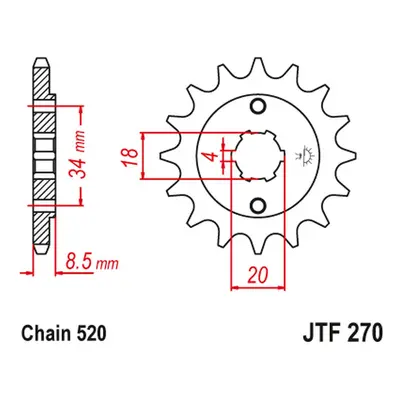 Řetězové kolo přední JT SPROCKETS JTF270.15 (204615JT) (JT řetězové kolo přední 2046 15 cm/cmX 2