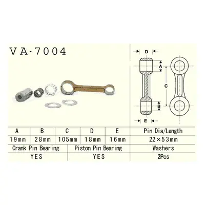 Ojniční sada VESRAH VA-7004 (VESRAH ojniční sada SUZUKI RM 125 (RM125) 87-96 (VA7004) vyrobeno v