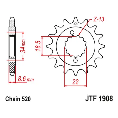 Ozubené kolo přední JT SPROCKETS JTF1908.15RB (227615JTRB) (JT ozubené kolo přední 2276 15 (2276