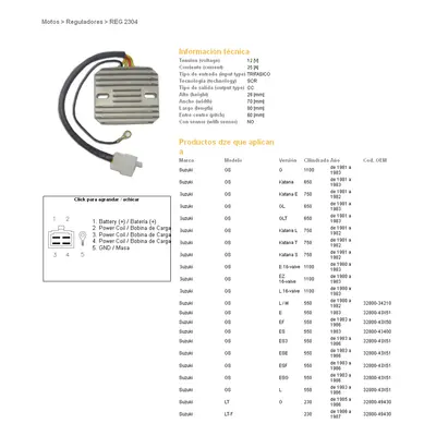 Regulátor napětí DZE ELEKTRYKA 02304-01 (DZE regulátor napětí SUZUKI GS 450E/S 84-88; GS 500 84-