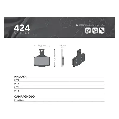 Brzdové destičky sintrované sintrované kovové BRENTA BR424 (BRENTA BIKE brzdové destičky sintrov