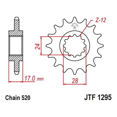 Ozubené kolo přední JT SPROCKETS JTF1295.14 (295M14JT) (JT ozubené kolo přední 295M 14 (295M14JT