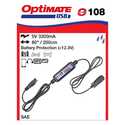 Nabíječka s konektorem TECMATE O108 V2 (OPTIMATE USB nabíječka s konektorem SAE 3300MA (EL) (O10