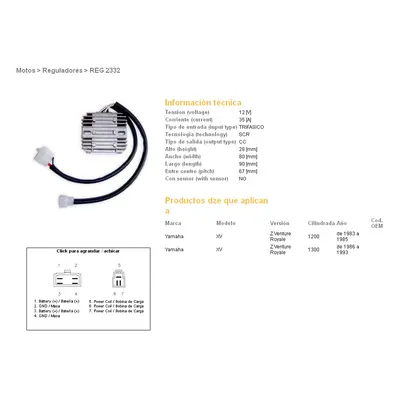 Regulátor napětí DZE ELEKTRYKA 02332-01 (DZE regulátor napětí YAMAHA XVZ 1200 VENTURE 83-85; XVZ