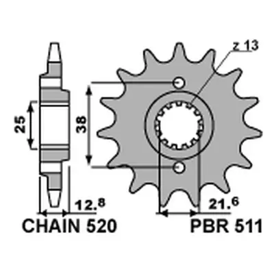 PBR ozubené kolo 511 15 18NC (5111518NC) (Přední ozubené kolo PBR 5111518NC)