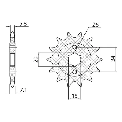 Řetězové kolo přední SUNSTAR SUN3D114 (JTF1903.14, 224714JT) (SUNSTAR řetězové kolo přední 2247 